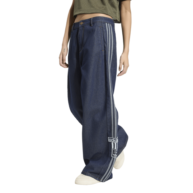 Adidas-Adibreak-Mid-Rise-Wide-Leg-Denim-Pant-Broeken-Dames-Blauw-Maat-34XS-Katoen-Jersey