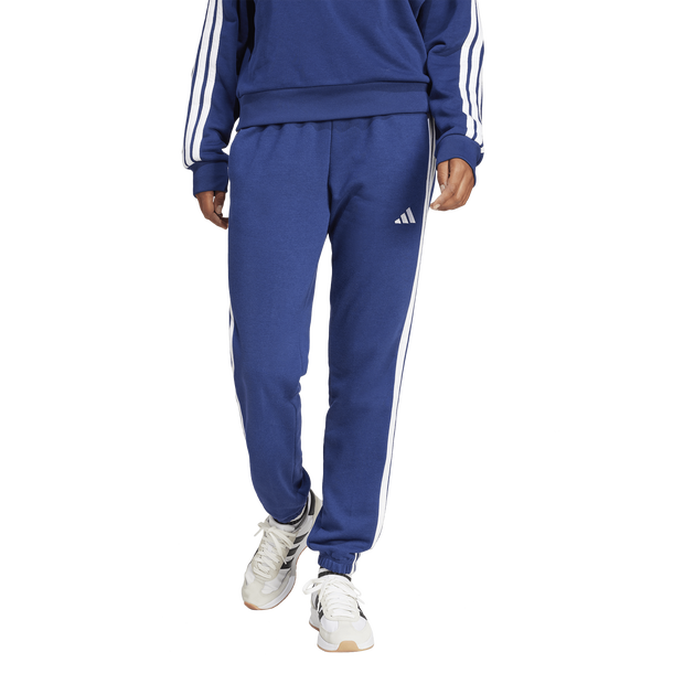 Adidas-Essentials-3-stripes-Cuffed-Joggers-Broeken-Dames-Blauw-Maat-XXL-50-52-Katoen-Jersey