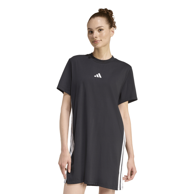 Adidas-Essentials-3-stripes-Tee-Dress-Rokken-Dames-Zwart-Maat-XXL-50-52-Katoen-Jersey