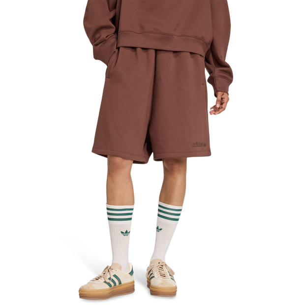 Adidas-Essentials-Linear-Shorts-Oversized-Korte-Broeken-Dames-Bruin-Maat-XL-46-48-Katoen-Jersey