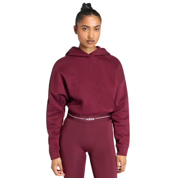 Adidas-Hyperglam-Cropped-Hoodie-Hoodies-Dames-Rood-Maat-XXL-50-52-Katoen-Jersey