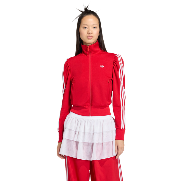 Adidas-Originals-Elevated-Sleeve-Track-Top-Trainingspakken-Dames-Rood-Maat-XS-30-32-Katoen-Jersey