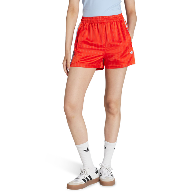 Adidas-Originals-Pin-stripe-Satin-Shorts-Korte-Broeken-Dames-Oranje-Maat-XS-30-32-Poly-Mesh