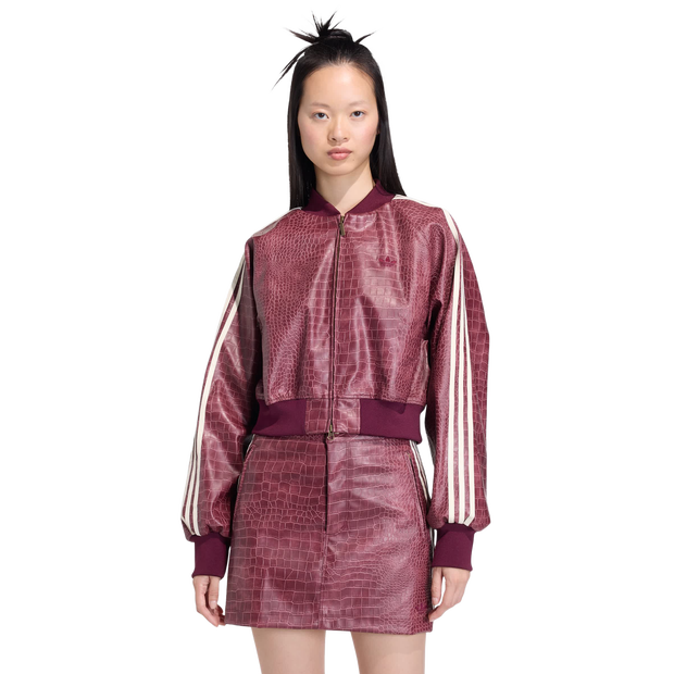 Adidas-Pleather-Jacket-Jassen-Dames-Rood-Maat-XXS-26-28-Katoen-Canvas