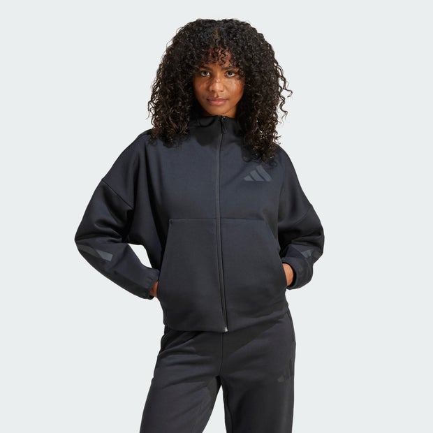 Adidas-Zne-Full-zip-Hoodies-Dames-Zwart-Maat-42XL-Poly-Mesh