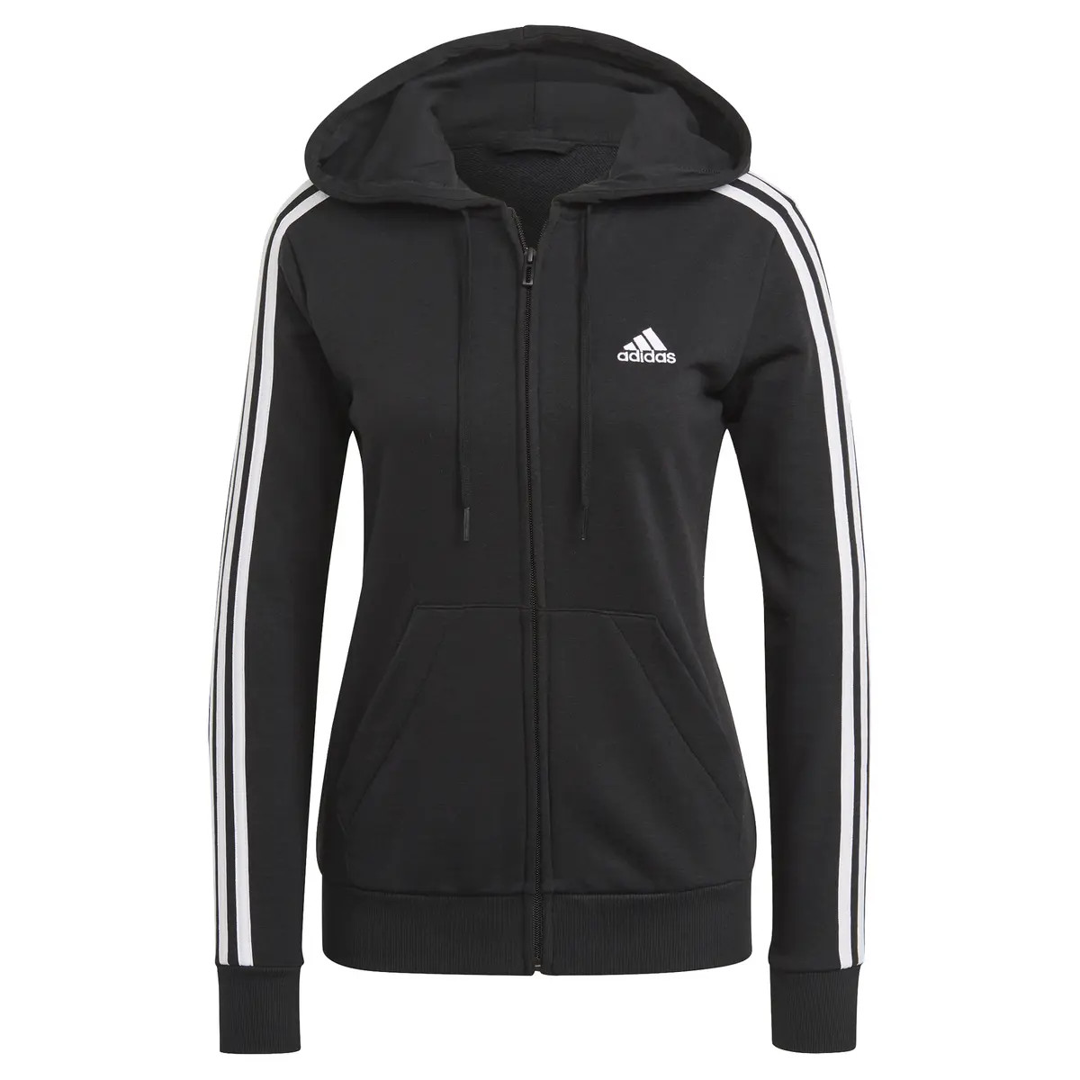 Dames-sweater-met-capuchon-en-ritssluiting-adidas-Essentials-French-Terry-3-Bandes