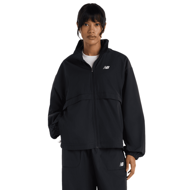 New-Balance-Trackside-Jassen-Dames-Zwart-Maat-XS-Poly-Jersey