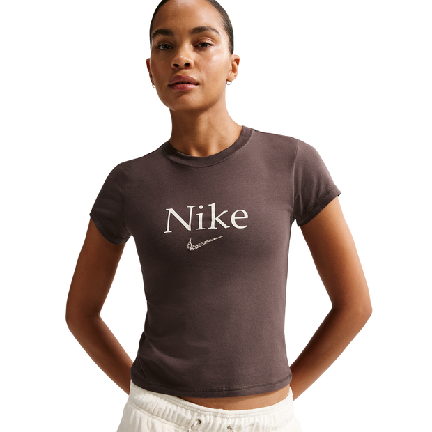 Nike-Sportswear-T-shirts-Dames-Bruin-Maat-42-Katoen-Jersey