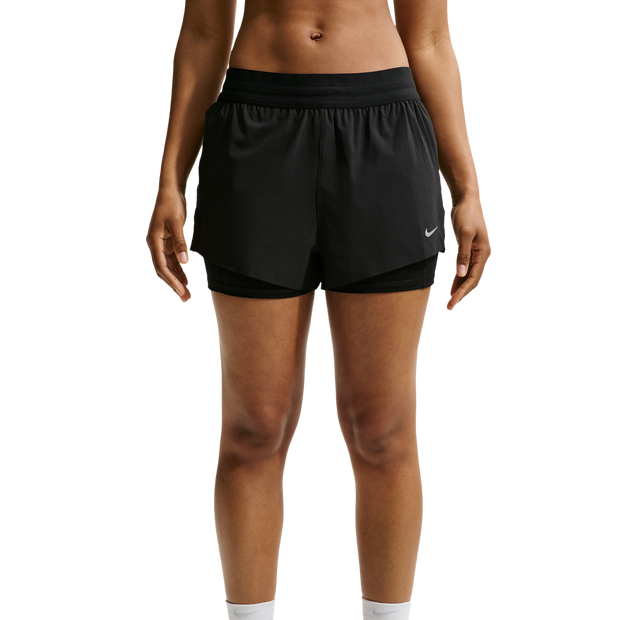 Nike-Swift-Dri-fit-Mid-rise-2-in-1-Shorts-Korte-Broeken-Dames-Zwart-Maat-42-Katoen-Jersey