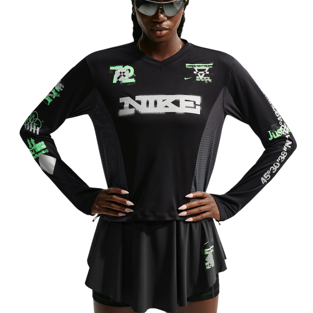 Nike-Swift-Long-sleeve-Running-Top-Trainingspakken-Dames-Zwart-Maat-42-Katoen-Jersey