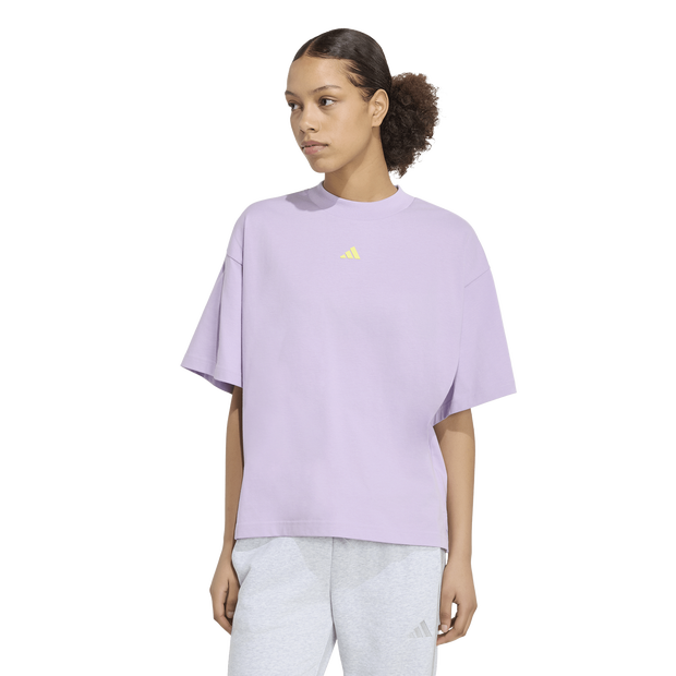 Adidas 3-stripes Studio T-shirt T-shirts Dames - Paars - Maat XL (46-48) - Katoen Jersey