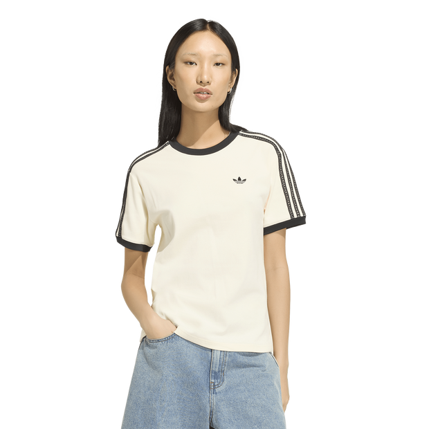 Adidas 3-stripes T-shirt T-shirts Dames - Wit - Maat XXL (50-52) - Katoen Jersey
