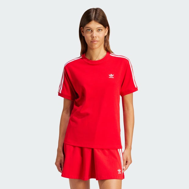 Adidas-3-stripes-T-shirts-Dames-Rood-Maat-38M-Katoen-Jersey