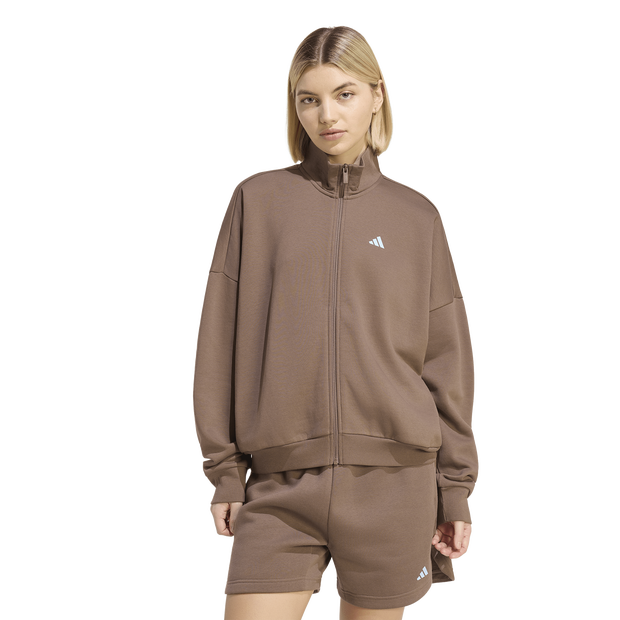 Adidas 3 stripes Trainingspakken Dames - Bruin - Maat XXL (50-52) - Katoen Jersey