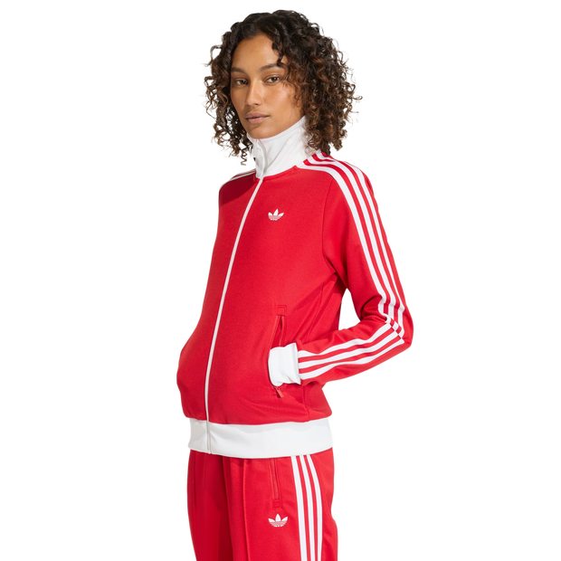Adidas-Classic-Trainingspakken-Dames-Rood-Maat-XXL-50-52-Katoen-Jersey
