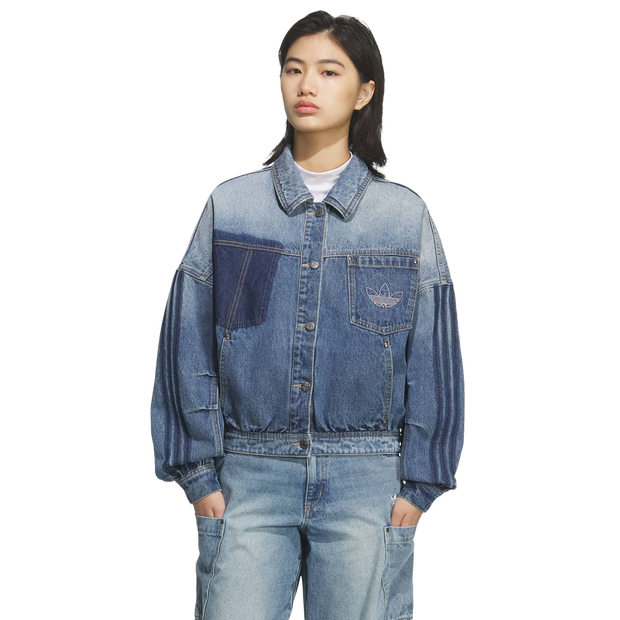 Adidas-Denim-Jacket-Jassen-Dames-Blauw-Maat-4XL-Katoen-Jersey