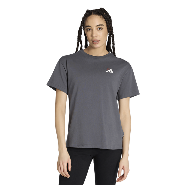 Adidas-Embroidery-Pack-Loose-Graphic-T-shirt-T-shirts-Dames-Grijs-Maat-XXL-50-52-Katoen-Jersey