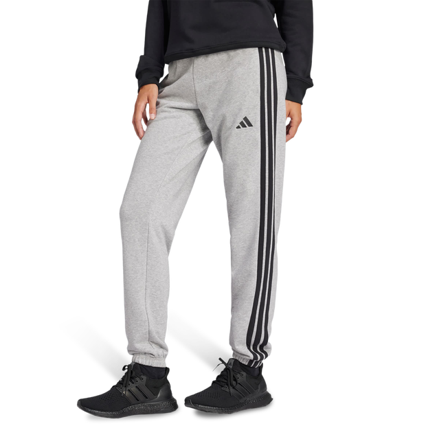 Adidas-Essentials-3-stripes-Cuffed-Joggers-Broeken-Dames-Grijs-Maat-XXL-50-52-Katoen-Jersey