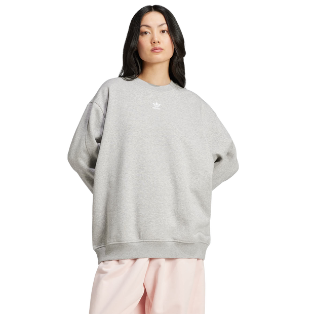 Adidas-Essentials-Long-Oversized-Crew-Sweatshirt-Sweatshirts-Dames-Grijs-Maat-XXL-50-52-Katoen-Jersey
