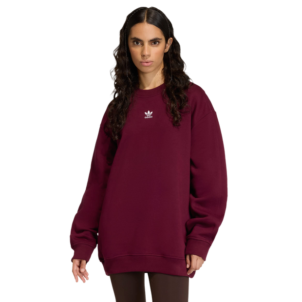 Adidas-Essentials-Long-Oversized-Crew-Sweatshirt-Sweatshirts-Dames-Rood-Maat-XXL-50-52-Katoen-Jersey