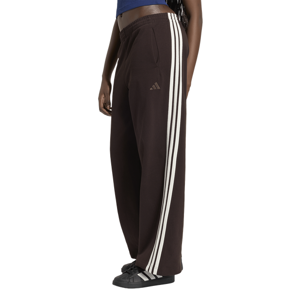 Adidas-Kit-3-stripes-Wide-Joggers-Broeken-Dames-Bruin-Maat-XXL-50-52-Katoen-Jersey