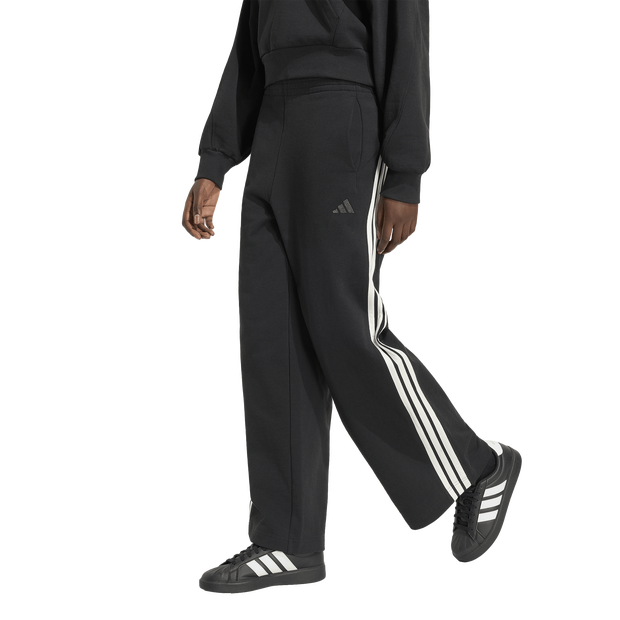 Adidas-Kit-3-stripes-Wide-Joggers-Broeken-Dames-Zwart-Maat-XXL-50-52-Katoen-Jersey