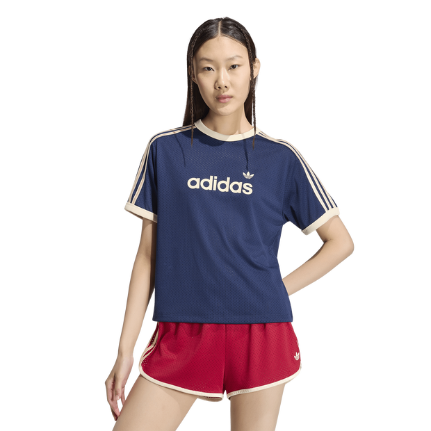 Adidas Lineaer Mesh T-shirt T-shirts Dames - Blauw - Maat XXL (50-52) - Poly Mesh