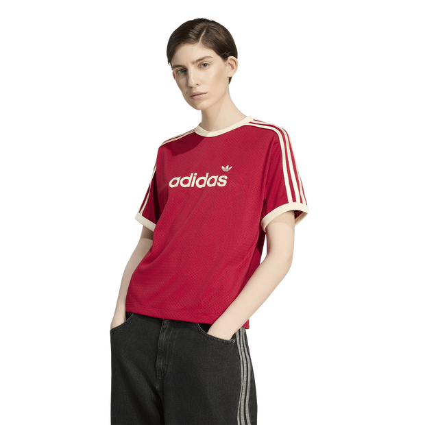 Adidas Linear Mesh T-shirt T-shirts Dames - Rood - Maat XXL (50-52) - Poly Mesh