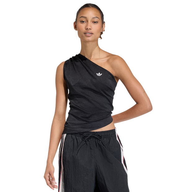 Adidas-Rouched-One-Shoulder-Top-T-shirts-Dames-Zwart-Maat-XL-46-48-Poly-Mesh