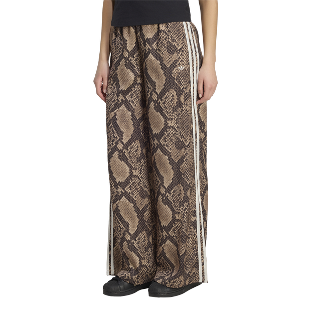 Adidas Satin Snake Print Wide Leg Track Joggers Broeken Dames - Beige - Maat XXL (50-52) - Poly Mesh