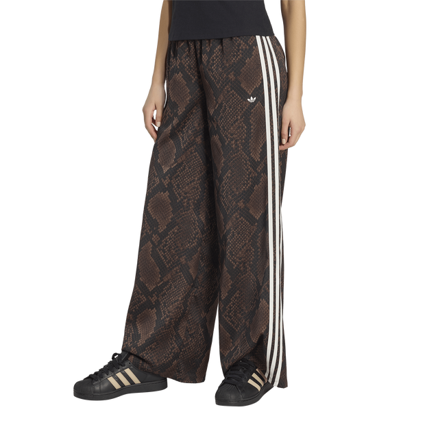 Adidas Satin Snake Print Wide Leg Track Joggers Broeken Dames - Bruin - Maat XXL (50-52) - Poly Mesh