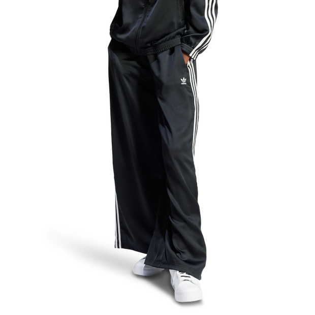 Adidas Satin Wide Leg Broeken Dames - Zwart - Maat 42/XL - Katoen Canvas