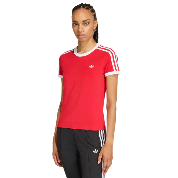Adidas Slim T-shirts Dames - Rood - Maat XL (46-48) - Katoen Jersey