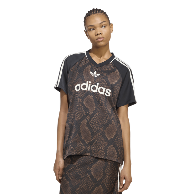 Adidas Snake Print Satin Jersey T-shirts Dames - Bruin - Maat XXL (50-52) - Poly Mesh