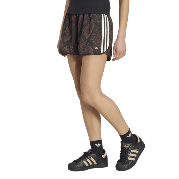 Adidas-Snake-Print-Satin-Shorts-Korte-Broeken-Dames-Bruin-Maat-XL-46-48-Satijn