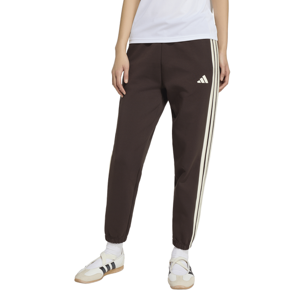 Adidas-Stadium-Three-Stripes-Regular-Pants-Broeken-Dames-Bruin-Maat-XXL-50-52-Katoen-Jersey