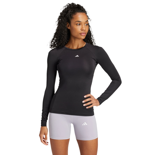 Adidas-Techfit-Long-Sleeve-Training-Top-T-shirts-Dames-Zwart-Maat-XXL-50-52-Poly-Mesh