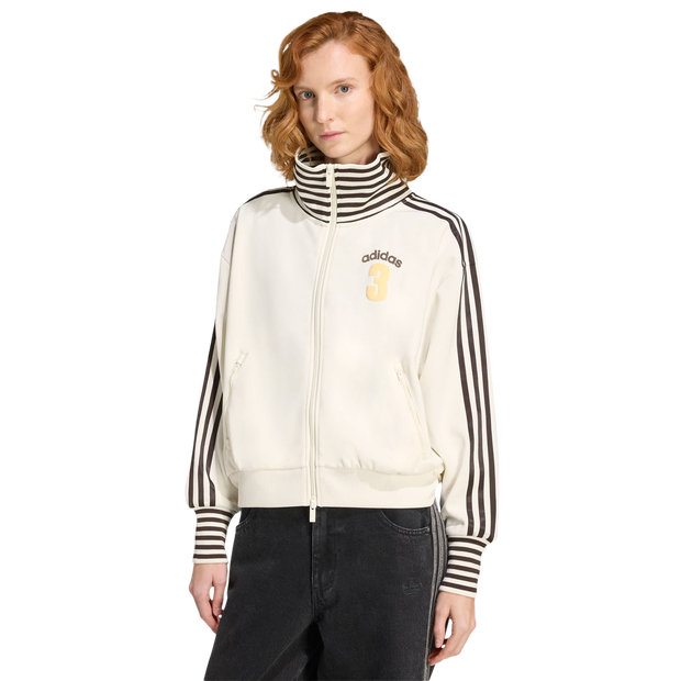 Adidas Vintage Bb Tt Striped Rib Track Top Jassen Dames - Wit - Maat XL (46-48) - Katoen Jersey