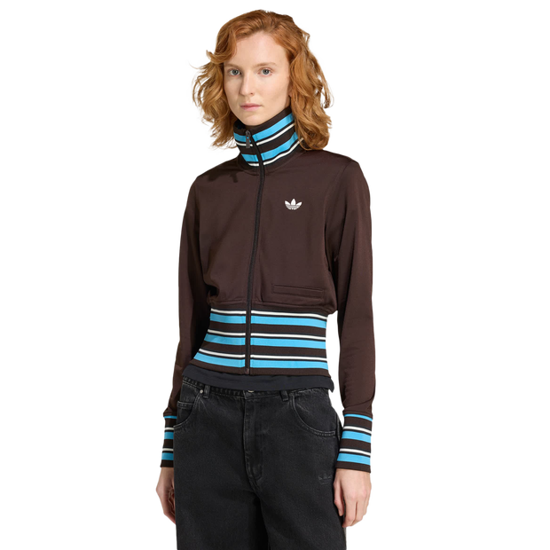 Adidas-Vintage-Tt-High-Knitted-Ribs-Top-Trainingspakken-Dames-Bruin-Maat-XL-46-48-Poly-Mesh