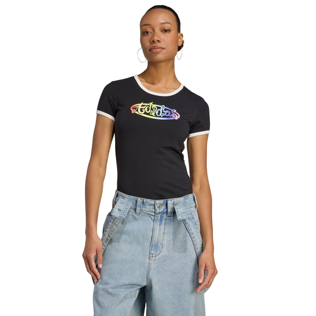 Adidas X Jeremy Scott Graphic T-shirts Dames - Zwart - Maat XS (30-32) - Katoen Jersey