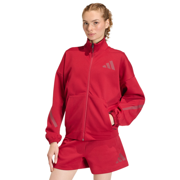 Adidas-Zne-Track-Top-Trainingspakken-Dames-Rood-Maat-XL-46-48-Poly-Mesh