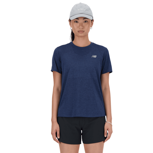 New Balance Athletics T-shirt T-shirts Dames - Blauw - Maat L - Poly Jersey