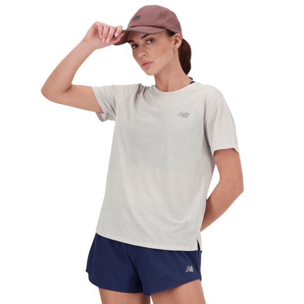 New Balance Athletics T-shirt T-shirts Dames - Grijs - Maat XL - Poly Jersey