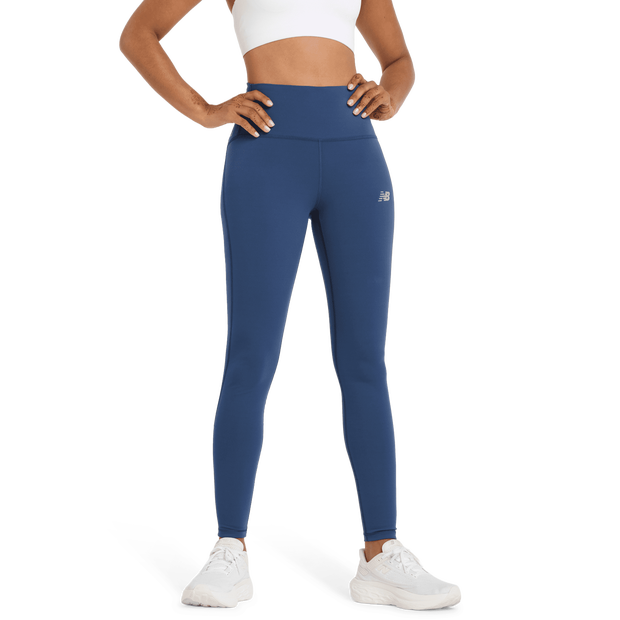New Balance High Rise Legging Leggings Dames - Blauw - Maat XL - Poly Jersey