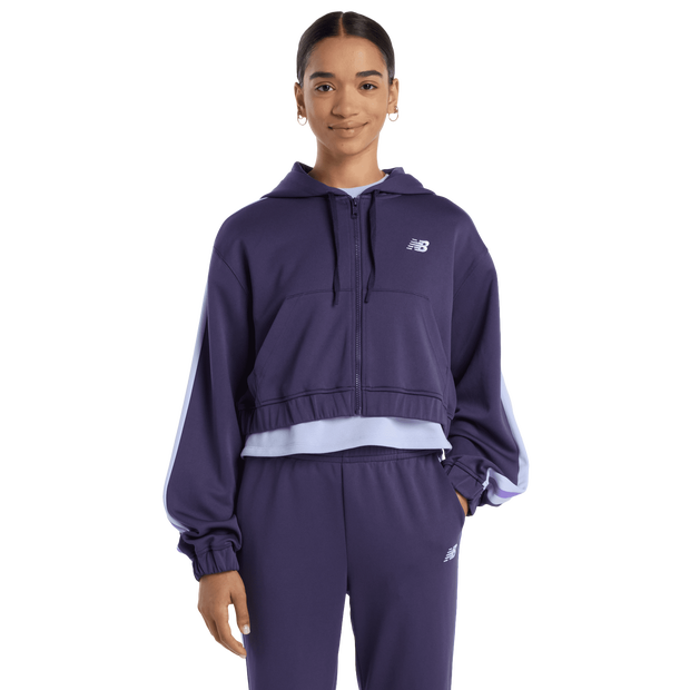 New Balance Interlock Full Zip Trainingspakken Dames - Paars - Maat XL - Leer
