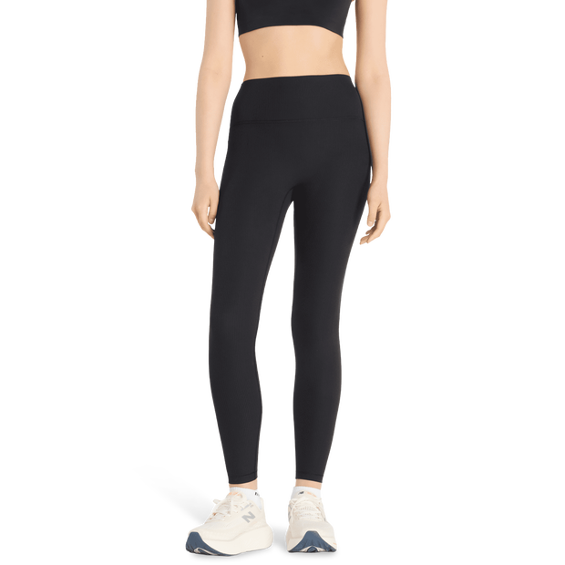 New Balance Ribbed High Rise Legging Leggings Dames - Zwart - Maat L - Poly Jersey