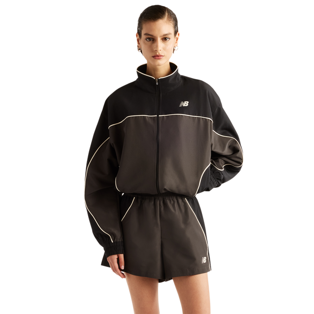 New-Balance-Trackside-Jassen-Dames-Zwart-Maat-XL-Poly-Jersey