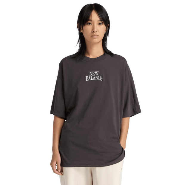 New-Balance-Trackside-T-shirts-Dames-Zwart-Maat-XL-Katoen-Jersey