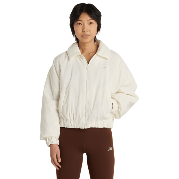 New Balance Woven Bomber Jacket Jassen Dames - Grijs - Maat XXL - Nylon
