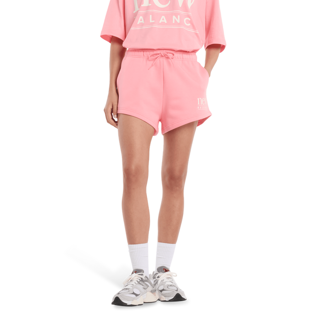 New Balance fleece Korte Broeken Dames - Roze - Maat XL - Katoen Jersey